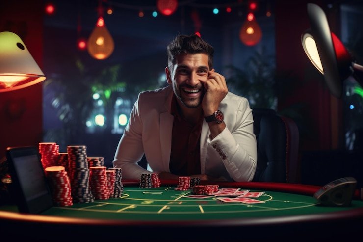 Dealer perempuan menjalankan permainan kasino langsung secara streaming